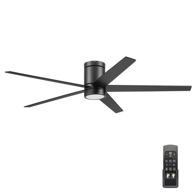Honeywell Graceshire 60 Inch Ceiling Fan with LED Light and Remote, Matte Black - VMInnovations