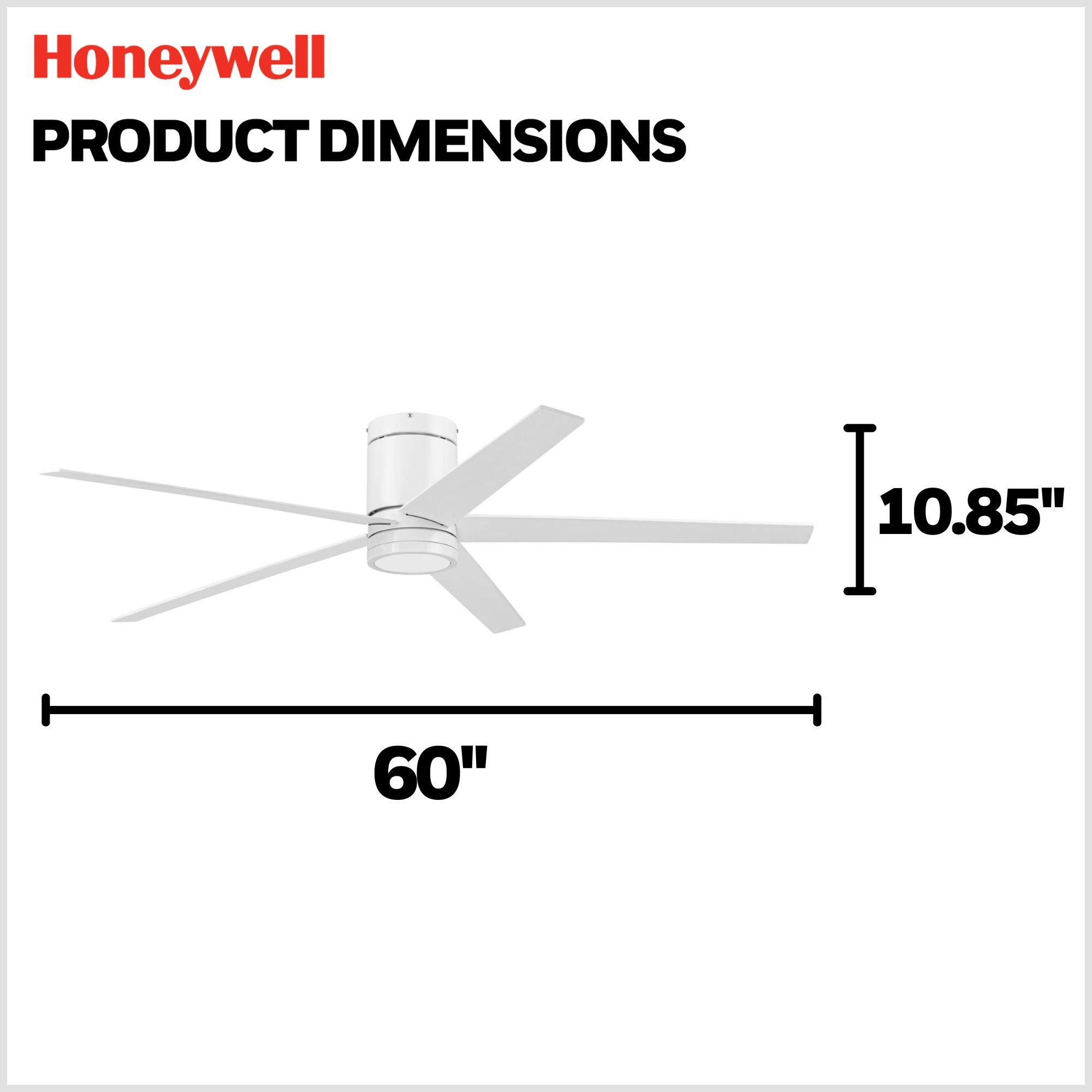 Honeywell Graceshire 60 Inch Ceiling Fan with LED Light & Remote, Brushed Nickel - VMInnovations