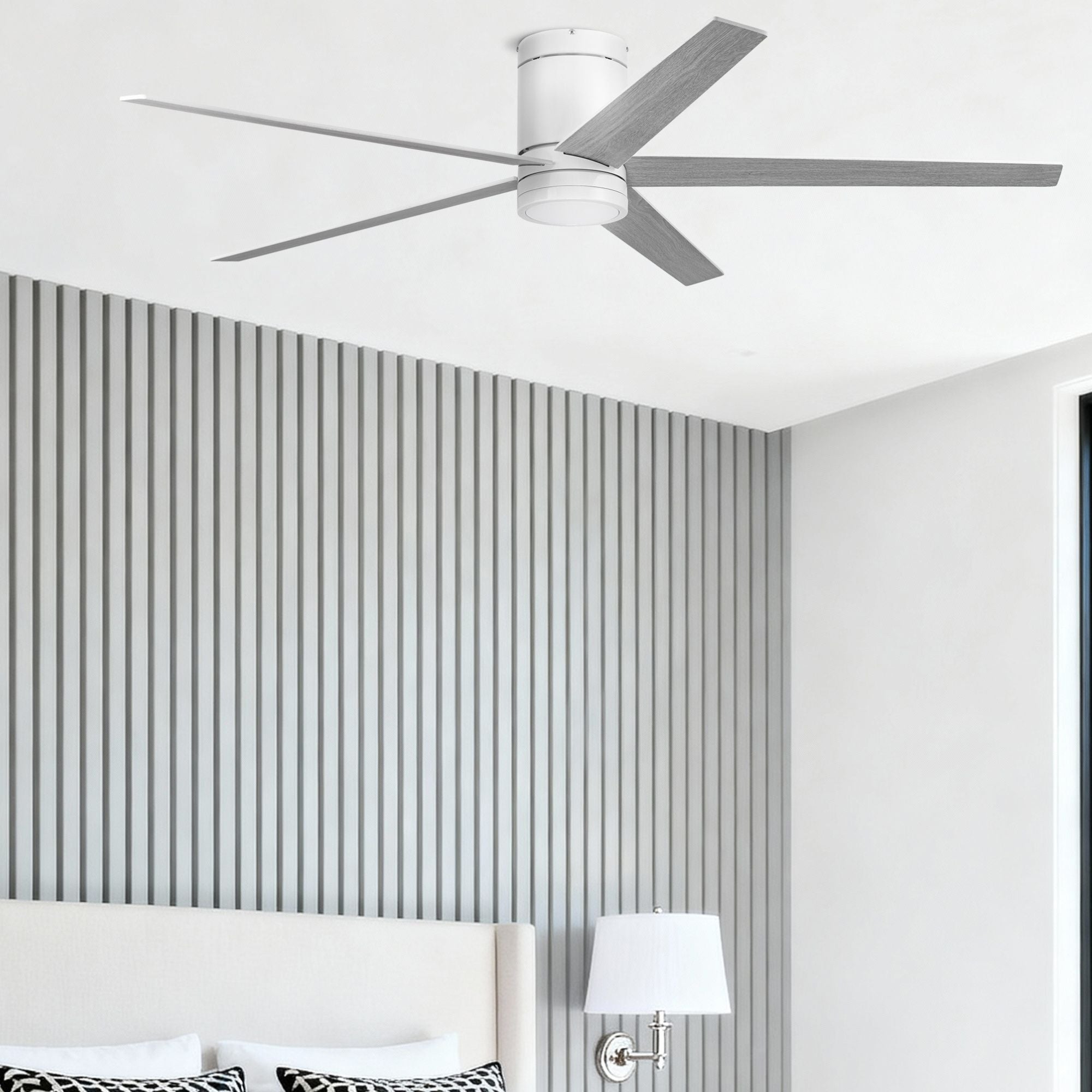Honeywell Graceshire 60 Inch Ceiling Fan with LED Light & Remote, Brushed Nickel - VMInnovations