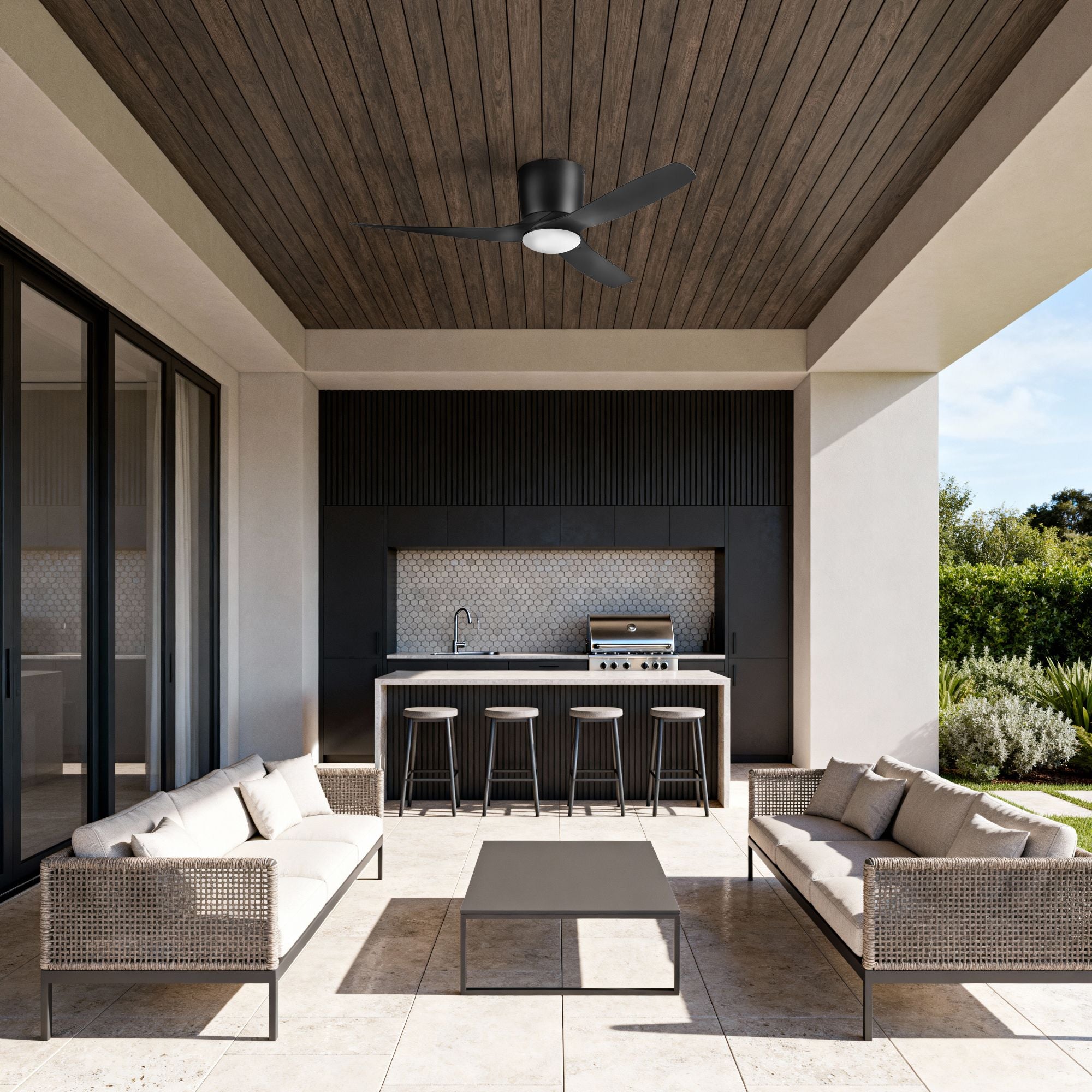 Honeywell Lynton 52" Ceiling Fan, Damp-Rated w/ LED Light & Remote, Matte Black - VMInnovations