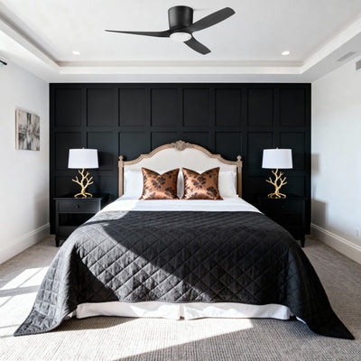 Honeywell Lynton 52" Ceiling Fan, Damp-Rated w/ LED Light & Remote, Matte Black - VMInnovations