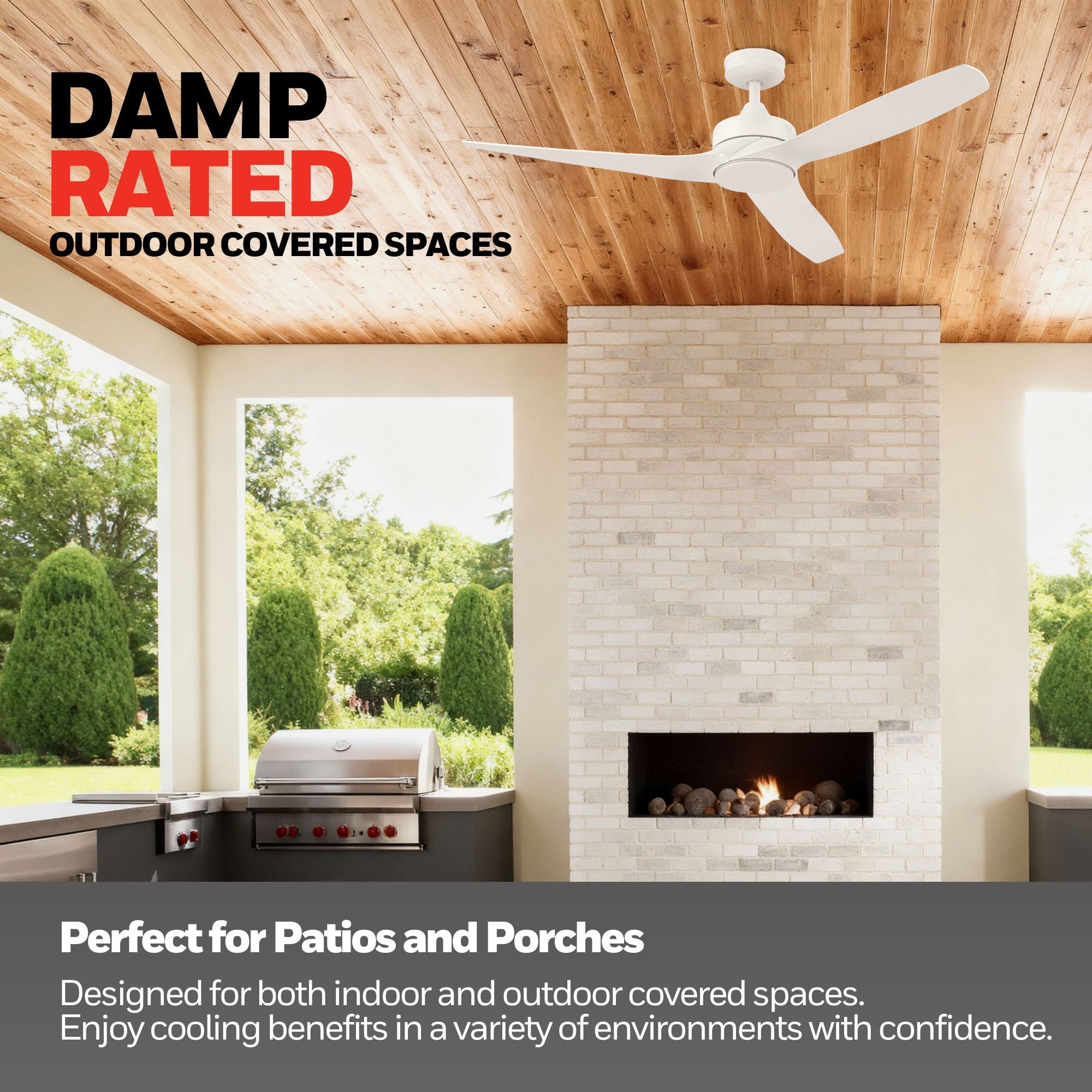 Honeywell Lynton 52" Dual Mount Indoor Ceiling Fan with Remote Control, White - VMInnovations