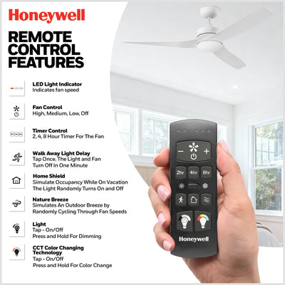 Honeywell 52" Dual Mount Indoor Ceiling Fan w/ LED Light & Remote (Open Box)