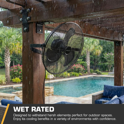 Mule Outdoor Wall Fan XL 20 Inch Wet-Rated Wall Fan with 3 Speeds, (Open Box) - VMInnovations