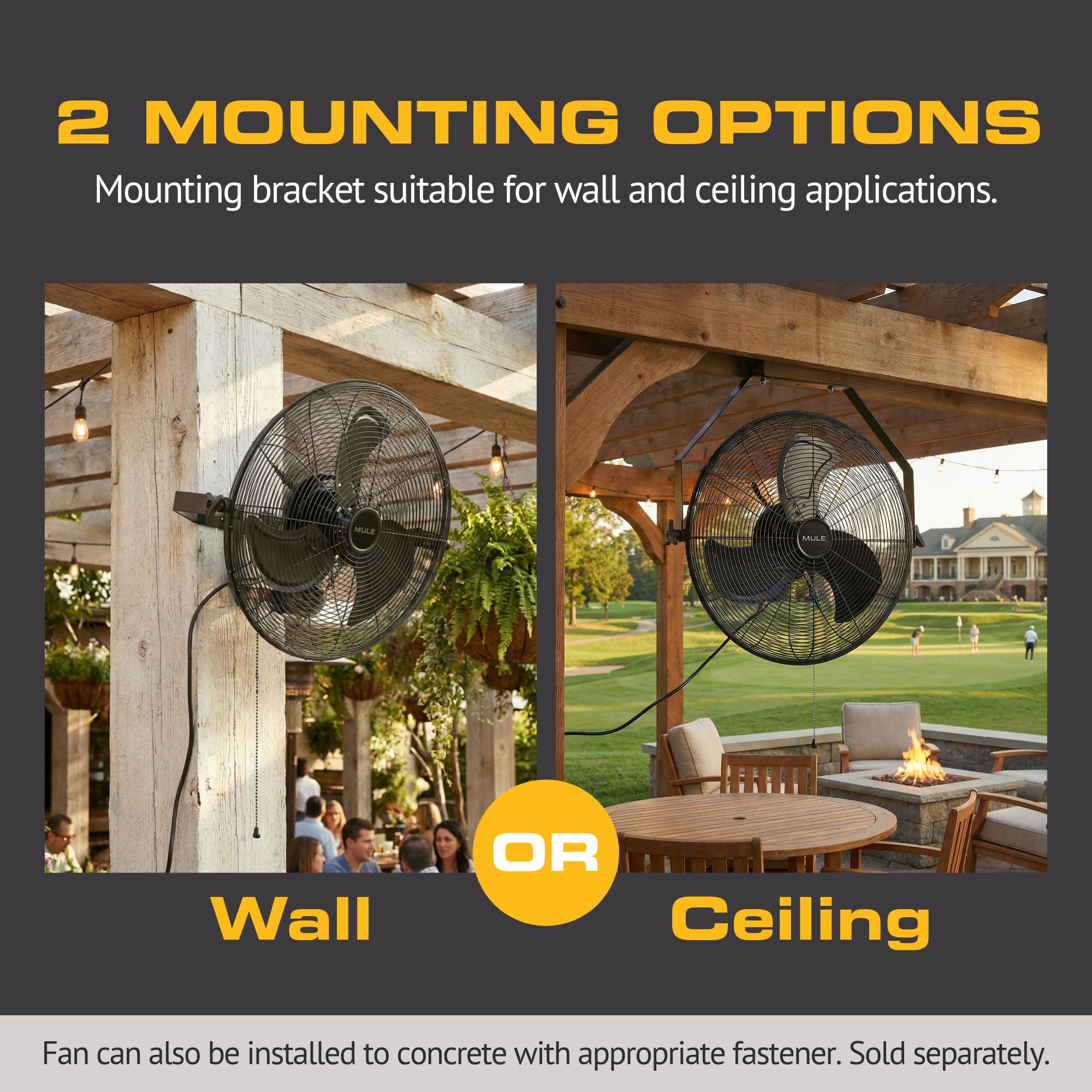 Mule Outdoor Wall Fan XL 20 Inch Wet-Rated Wall Fan with 3 Speeds, (Open Box) - VMInnovations