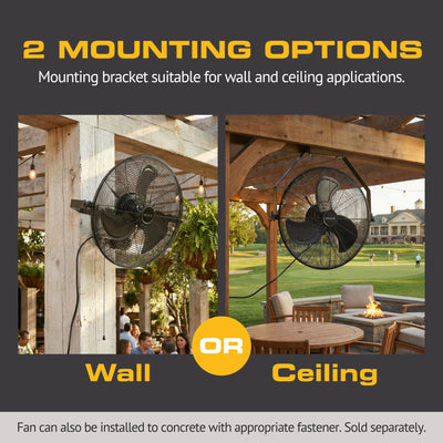Mule Outdoor Wall Fan XL 20 Inch Wet-Rated Wall Fan with 3 Speeds, (Open Box) - VMInnovations
