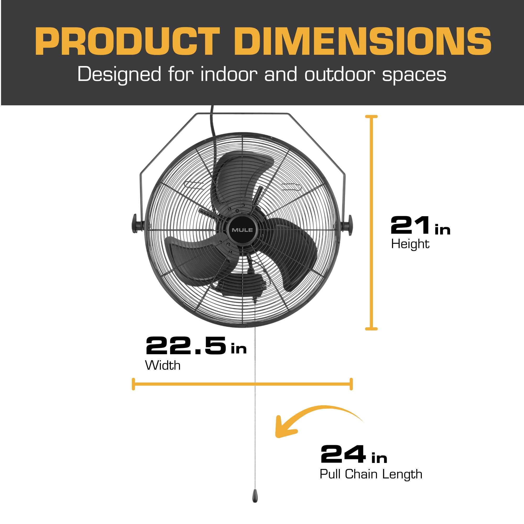 Mule Outdoor Wall Fan XL 20 Inch Wet-Rated Wall Fan with 3 Speeds, (Open Box) - VMInnovations