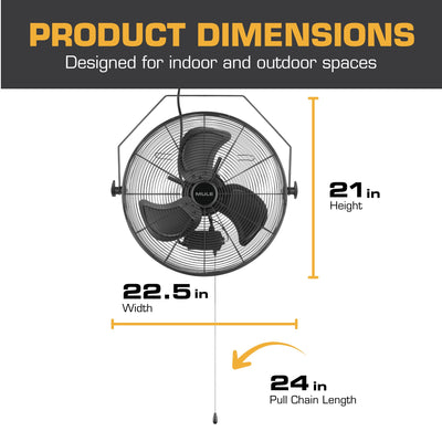 Mule Outdoor Wall Fan XL 20 Inch Wet-Rated Wall Fan with 3 Speeds, (Open Box) - VMInnovations