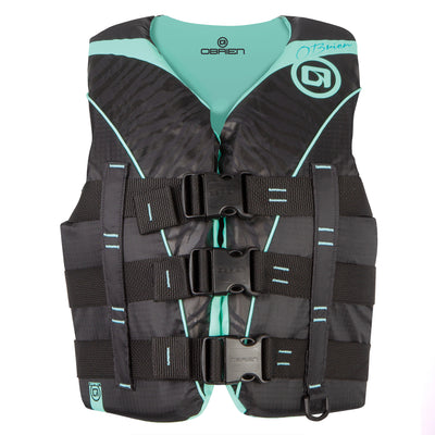 O'Brien Watersports Women's 3-Belt Nylon Pro Life Jacket, Large 40" to 44", Aqua - VMInnovations