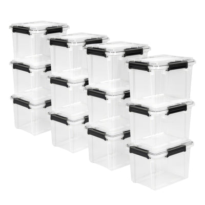 Sterilite 19Qt Gasket Box, Stackable Storage Container with Lids, Black, 12 Pack - VMInnovations