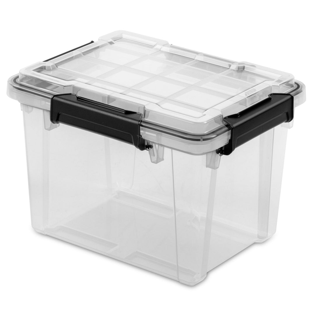 Sterilite 19Qt Gasket Box, Stackable Storage Container with Lids, Black, 24 Pack - VMInnovations