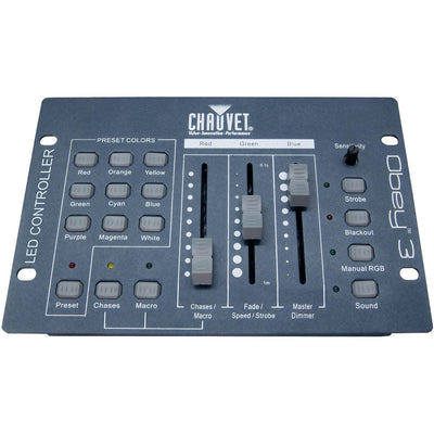 Chauvet SlimPar 56 LED Par 24 Can Lights + Obey3 DMX Controller + 6 Light Cases