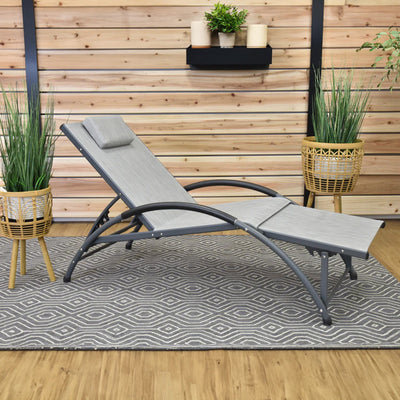 Vivere Aluminum Reclining Dockside Sun Lounger for Patio & Pool, Gray (Open Box)