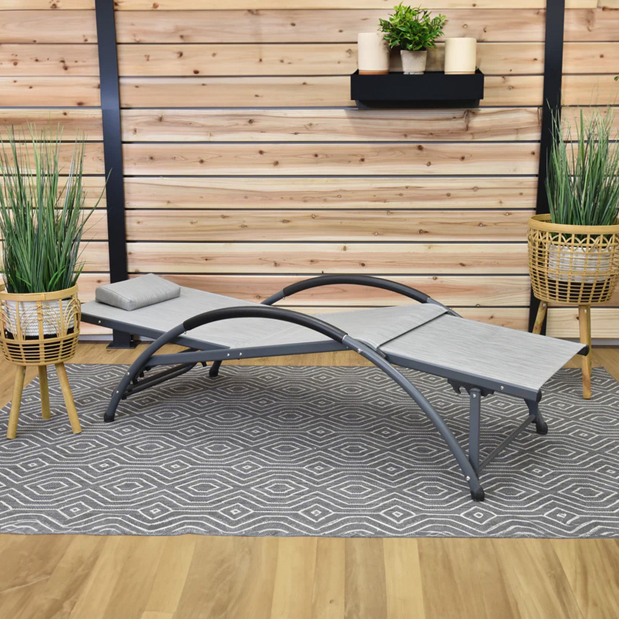 Vivere Aluminum Reclining Dockside Sun Lounger for Patio & Pool, Gray (Open Box)