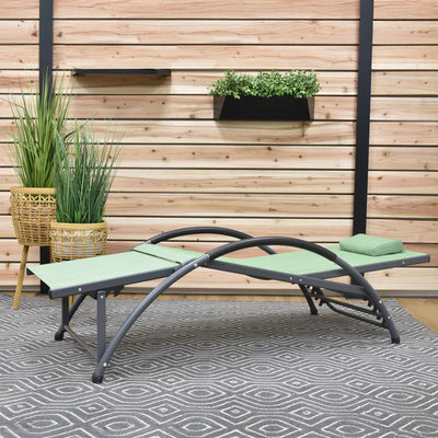 Vivere Aluminum Reclining Dockside Sun Lounger for Patio & Pool, Olive Green - VMInnovations