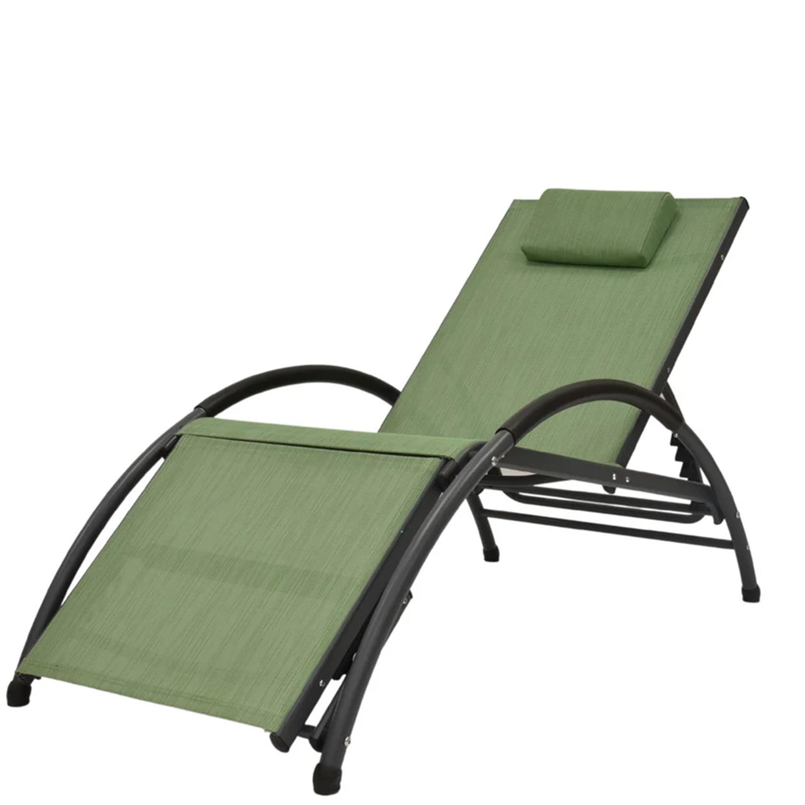Vivere Aluminum Reclining Dockside Sun Lounger for Patio & Pool, Olive Green - VMInnovations
