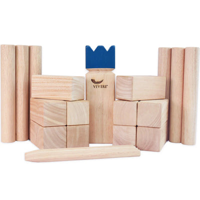 Vivere Kubb Yard Game Set, Tournament Size Viking Chess Toss with Case(Open Box)