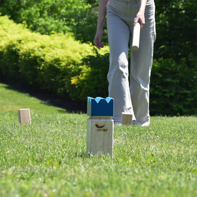 Vivere Kubb Yard Game Set, Tournament Size Viking Chess Toss with Case(Open Box)