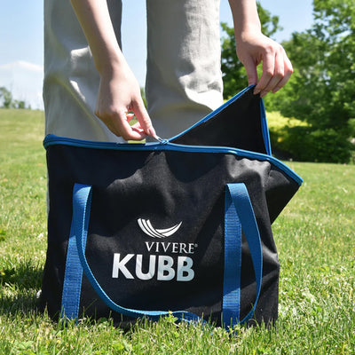 Vivere Kubb Yard Game Set, Tournament Size Viking Chess Toss with Case(Open Box)
