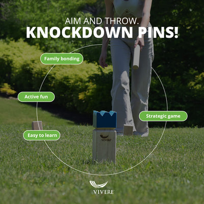 Vivere Kubb Yard Game Set, Tournament Size Viking Chess Toss with Case(Open Box)