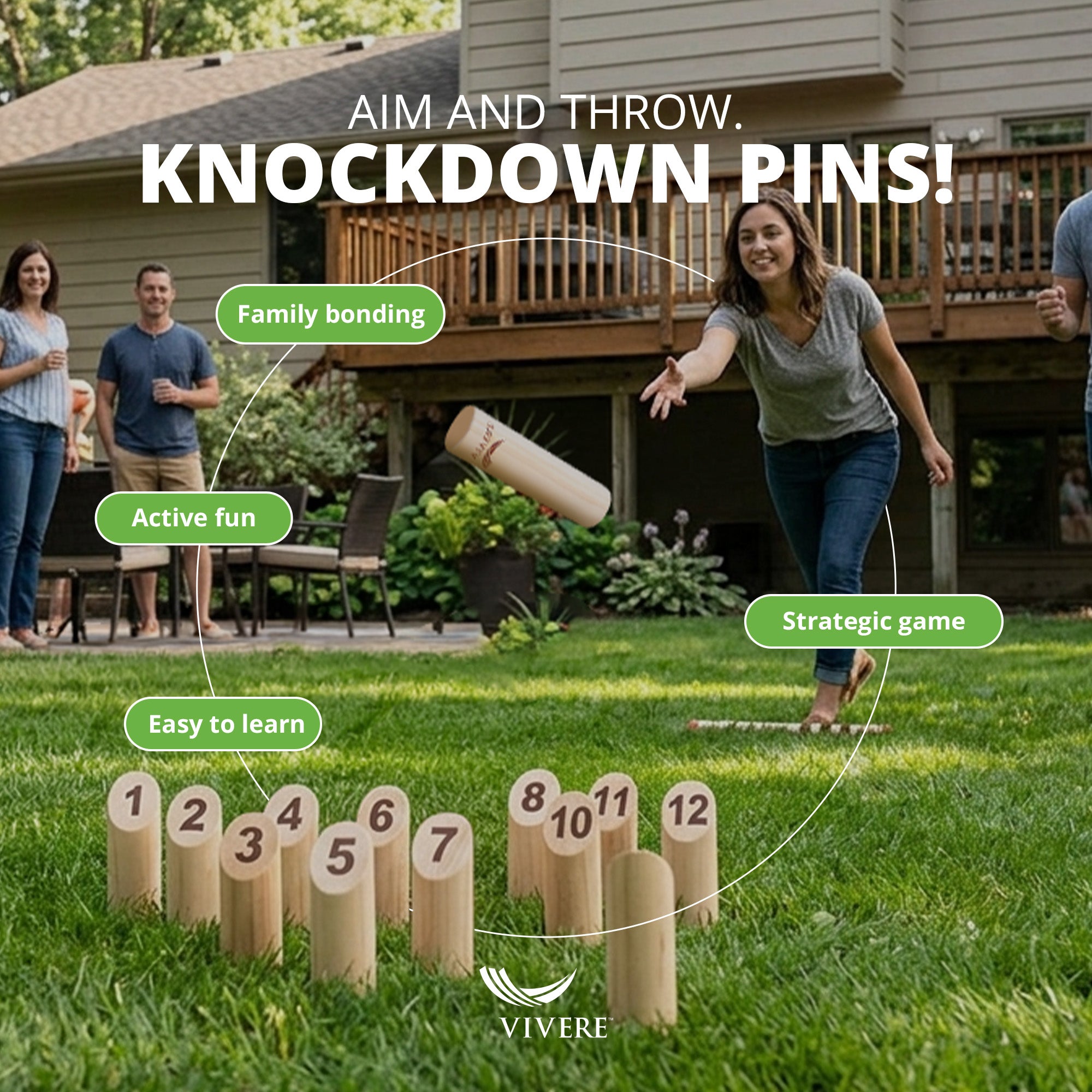 Vivere Viking Throw Tournament Edition Outdoor Game Set for Lawn & Backyard Play (Open Box)