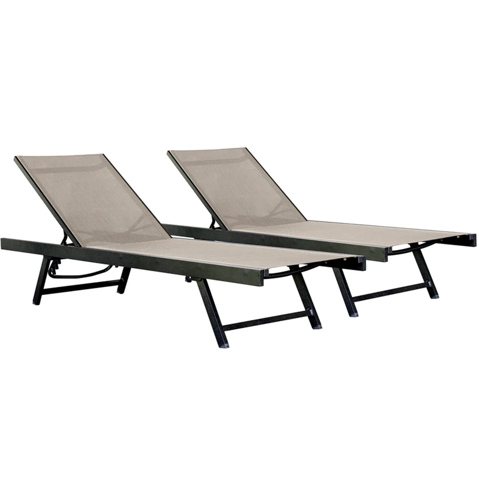 Vivere Aluminum Outdoor Chaise Lounge Chairs for Patio and Pool, Set of 2, Cocoa - VMInnovations