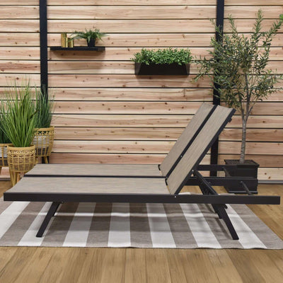 Vivere Aluminum Outdoor Chaise Lounge Chairs for Patio & Pool, Set of 2, Granite - VMInnovations