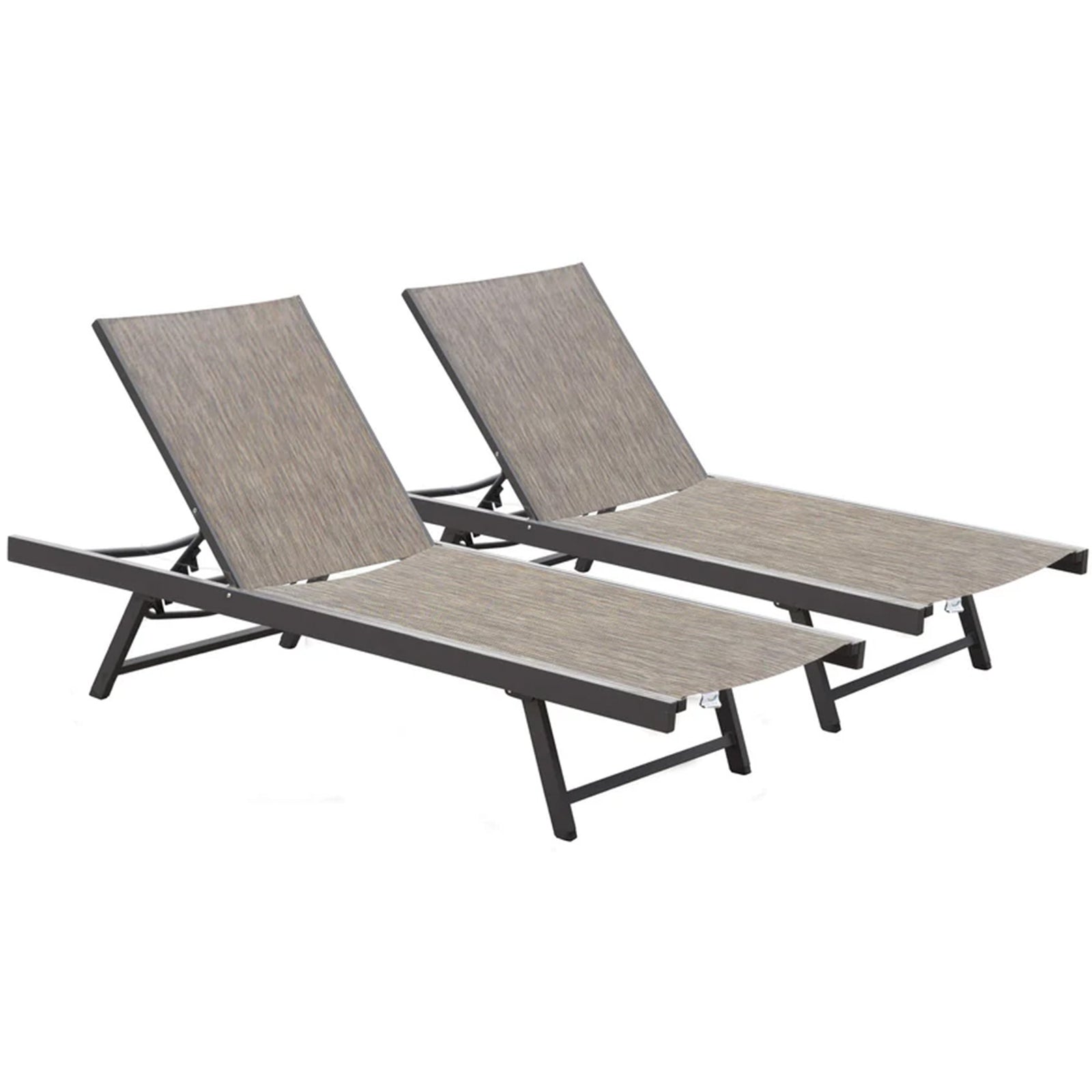 Vivere Aluminum Outdoor Chaise Lounge Chairs for Patio & Pool, Set of 2, Granite - VMInnovations
