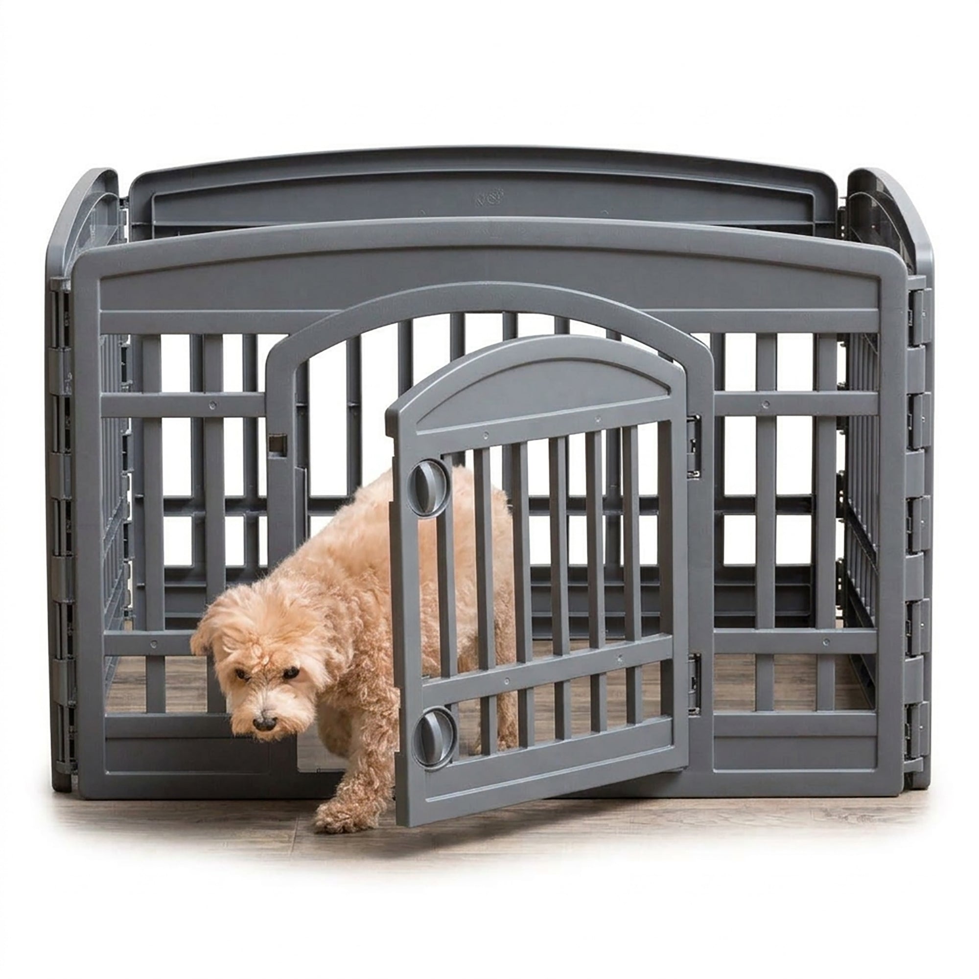 IRIS USA 24" Exercise Pet Playpen, Plastic 4 Panel Gate with Door for Dogs(Used)