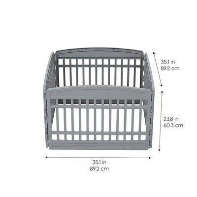 IRIS USA 24" Exercise Pet Playpen, Plastic 4 Panel Gate with Door for Dogs(Used)