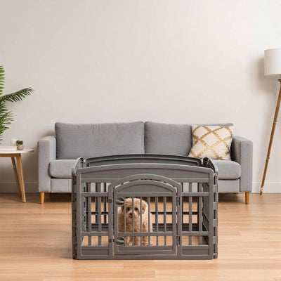 IRIS USA 24" Exercise Pet Playpen, Plastic 4 Panel Gate with Door for Dogs(Used)