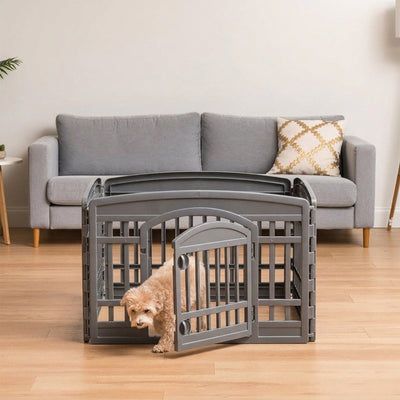 IRIS USA 24" Exercise Pet Playpen, Plastic 4 Panel Gate with Door for Dogs(Used)