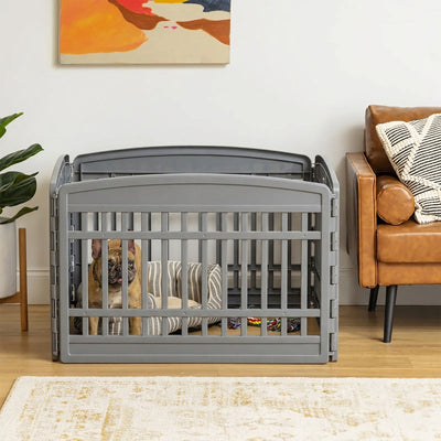 IRIS USA 24" Exercise Pet Playpen, Plastic 4 Panel Gate with Door for Dogs(Used)