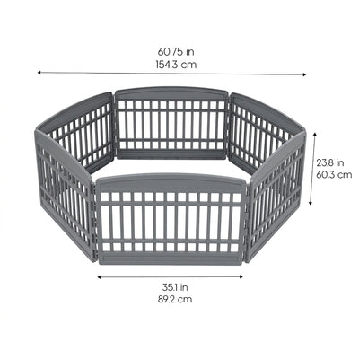 IRIS USA 24" Exercise Pet Playpen,Plastic 6 Panel Gate w/Door for Dogs(Open Box)