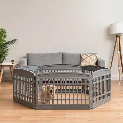 IRIS USA 24" Exercise Pet Playpen,Plastic 6 Panel Gate w/Door for Dogs(Open Box)