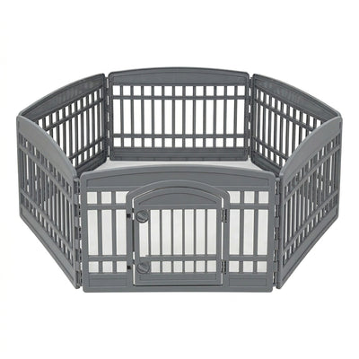 IRIS USA 24" Exercise Pet Playpen,Plastic 6 Panel Gate w/Door for Dogs(Open Box)