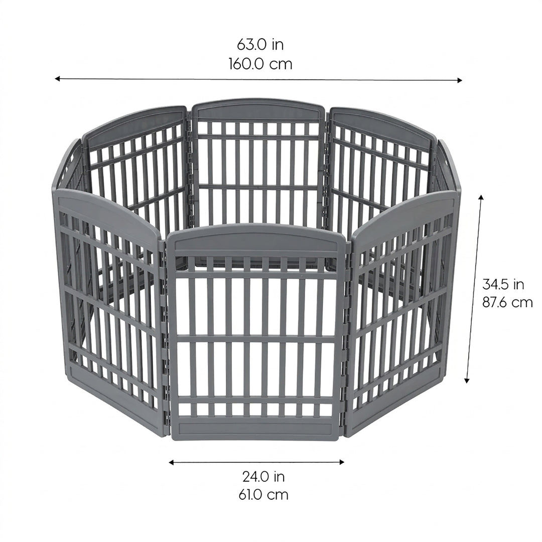 IRIS USA 34" Exercise Pet Playpen, Large Plastic Gate with Door (Open Box) - VMInnovations
