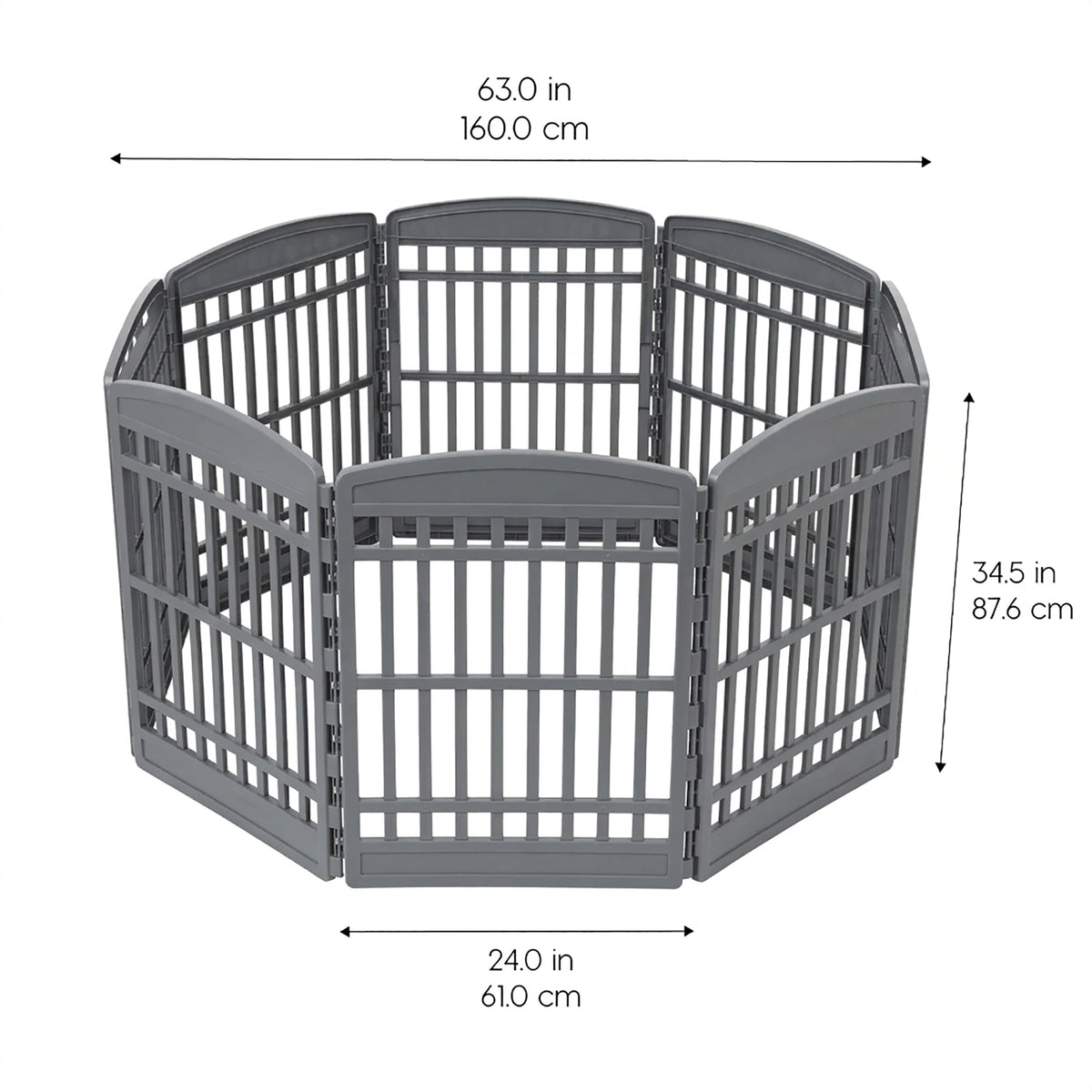 IRIS USA 34" Exercise Pet Playpen, Large Plastic Gate with Door for Dogs, (Used) - VMInnovations