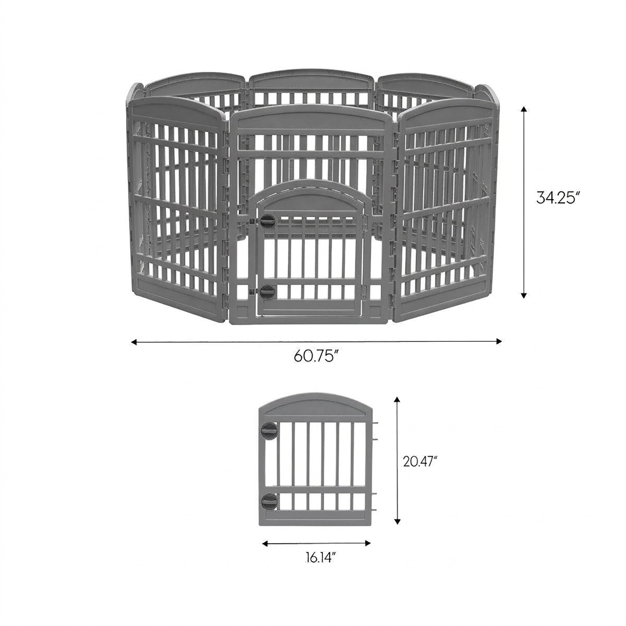 IRIS USA 34" Exercise Pet Playpen, Large Plastic Gate with Door for Dogs, (Used)