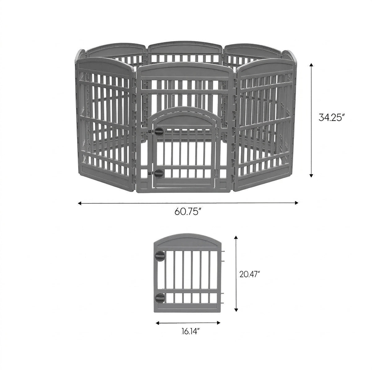 IRIS USA 34" Exercise Pet Playpen, Large Plastic Gate with Door for Dogs, (Used) - VMInnovations