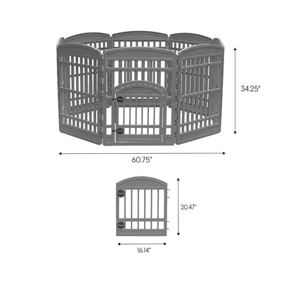 IRIS USA 34" Exercise Pet Playpen, Large Plastic Gate with Door for Dogs, (Used) - VMInnovations