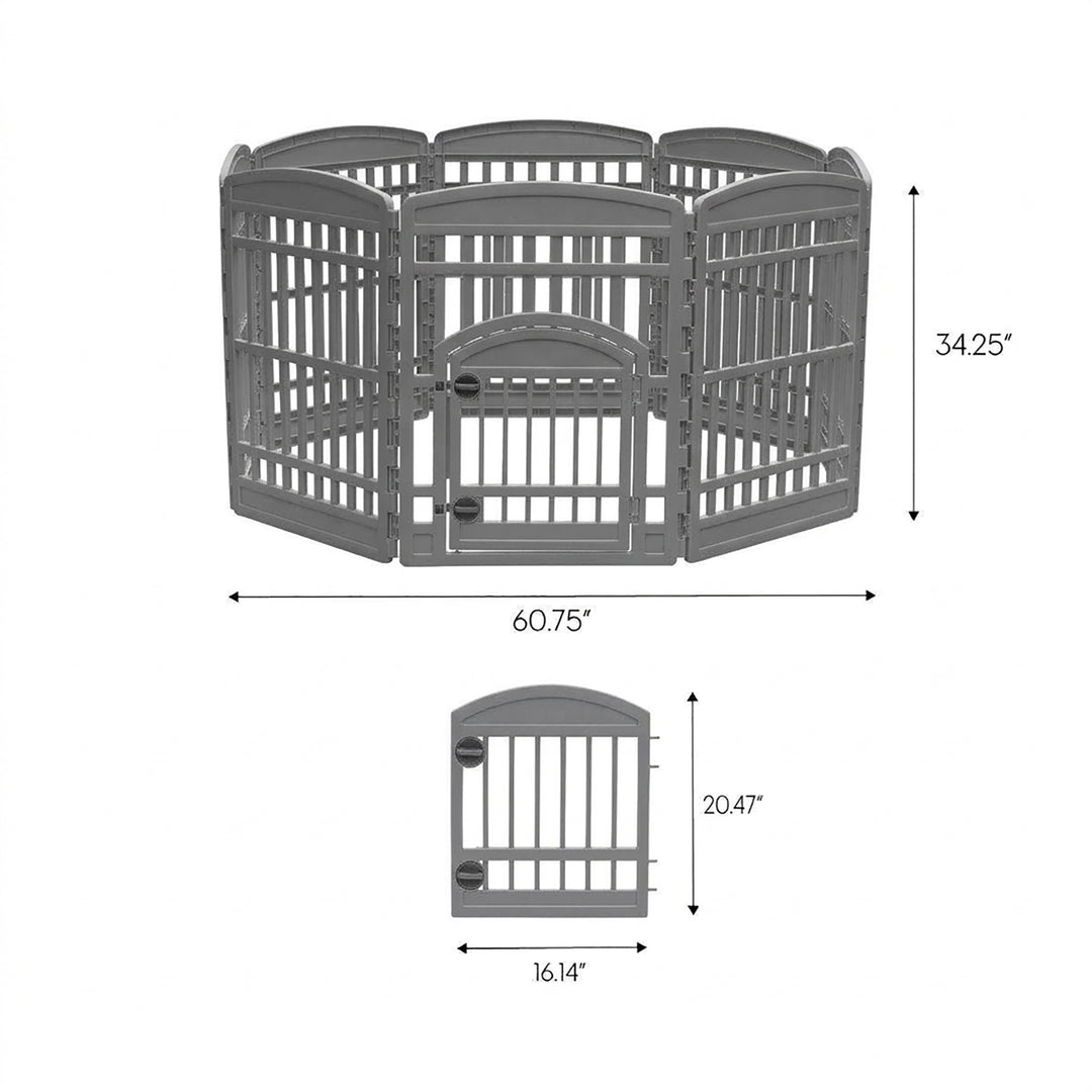 IRIS USA 34" Exercise Pet Playpen, Large Plastic Gate with Door (Open Box) - VMInnovations