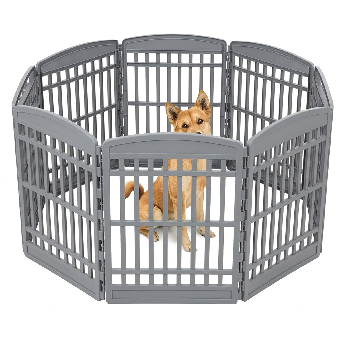 IRIS USA 34" Exercise Pet Playpen, Large Plastic Gate with Door (Open Box)