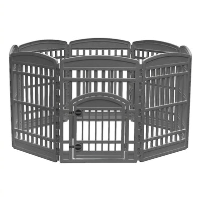 IRIS USA 34" Exercise Pet Playpen, Large Plastic Gate with Door for Dogs, (Used)