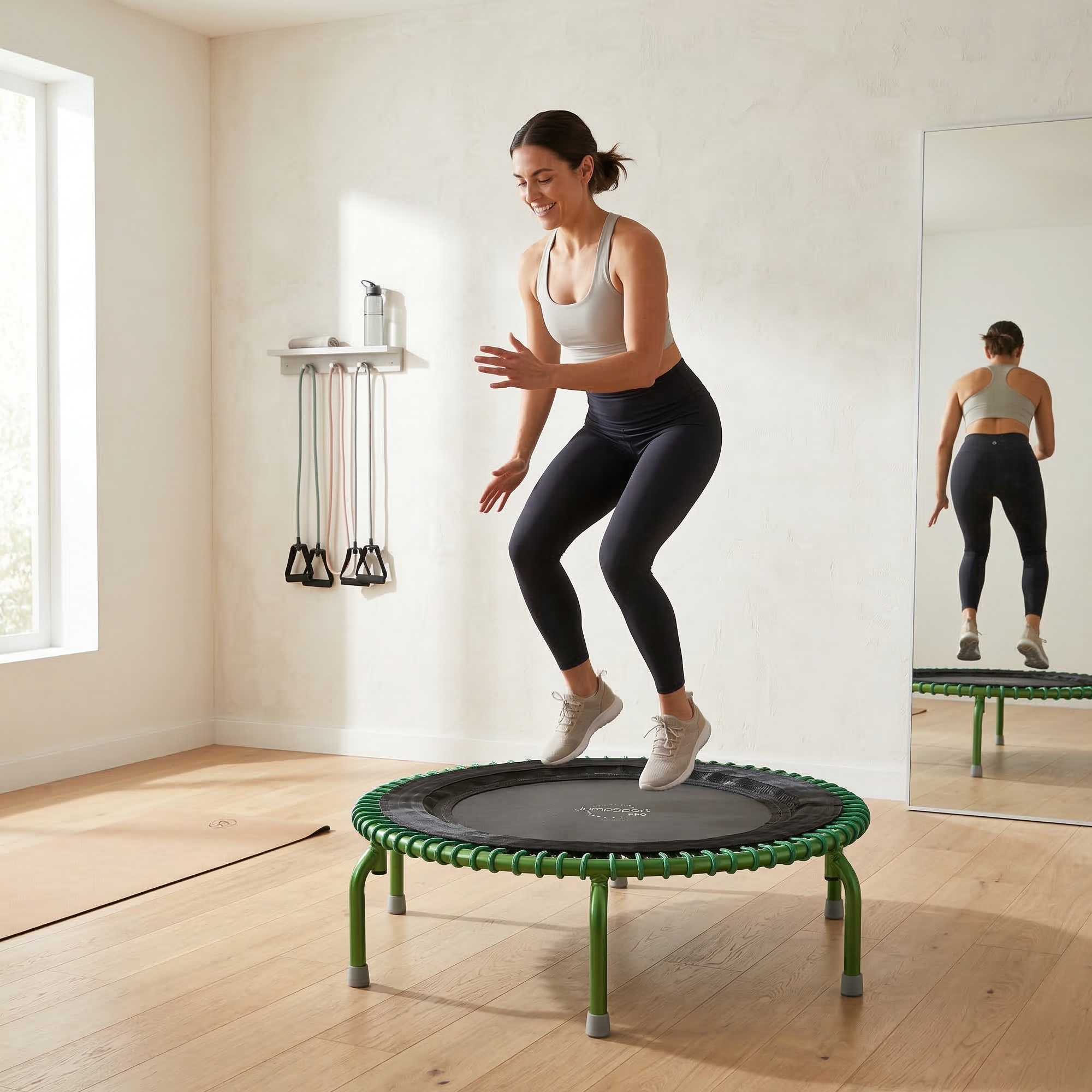 JumpSport 44" PRO Fitness Trampoline Model 550 Workout Exercise Rebounder, Green - VMInnovations