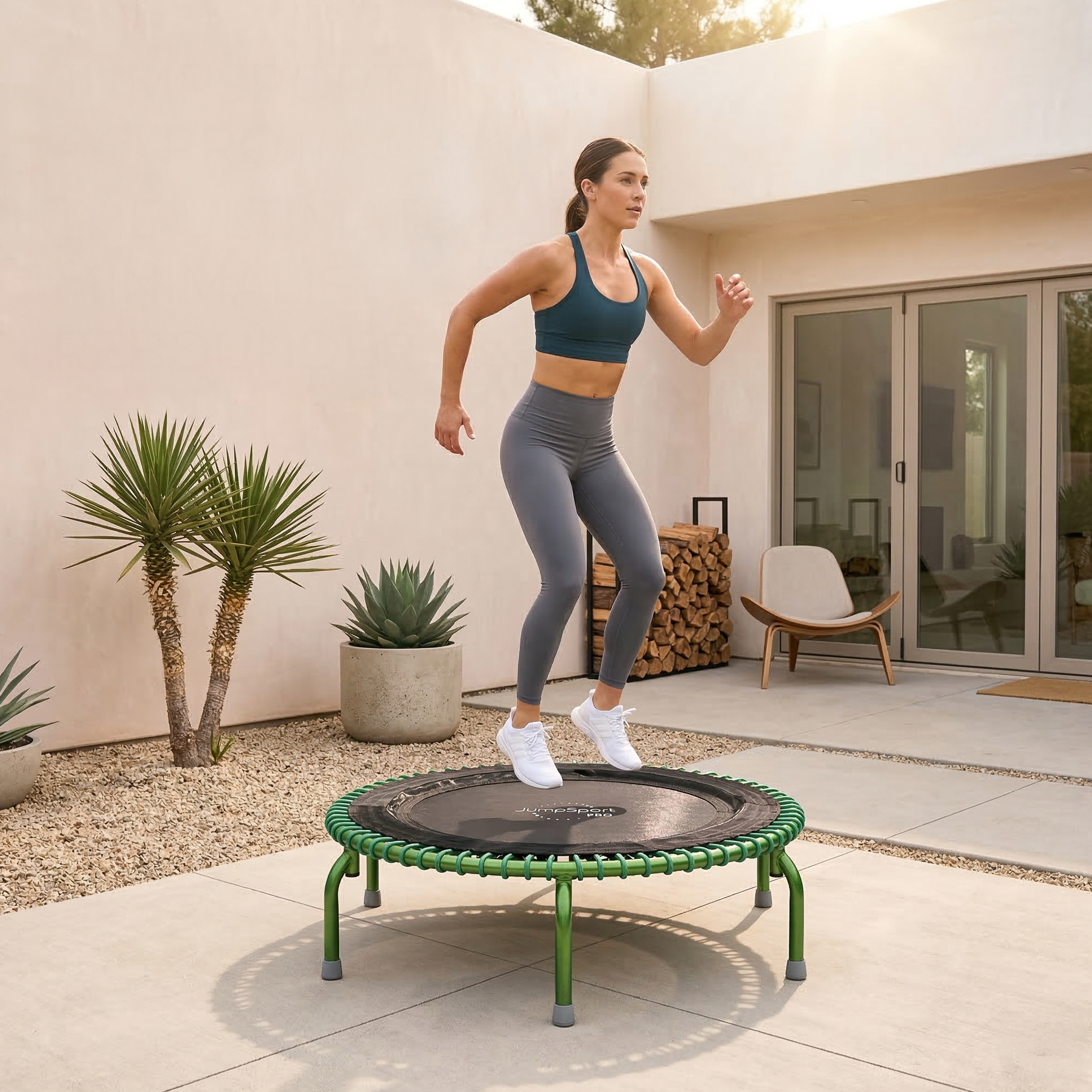 JumpSport 44" PRO Fitness Trampoline Model 550 Workout Exercise Rebounder, Green - VMInnovations