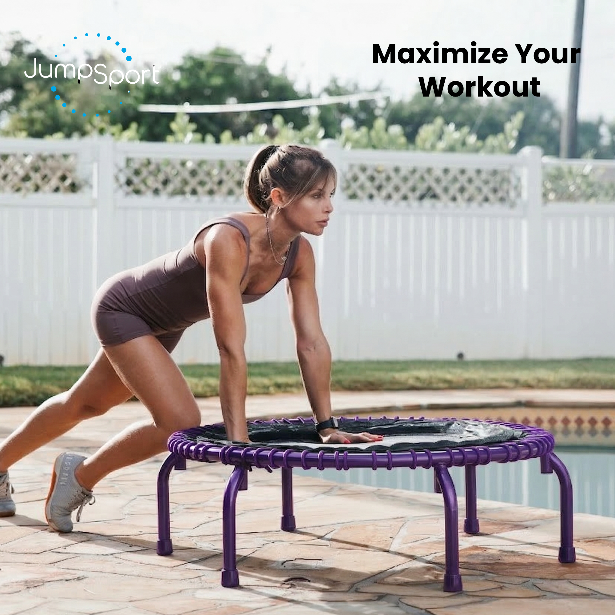 JumpSport 44" PRO Fitness Trampoline, Model 550 Exercise Rebounder, Purple - VMInnovations