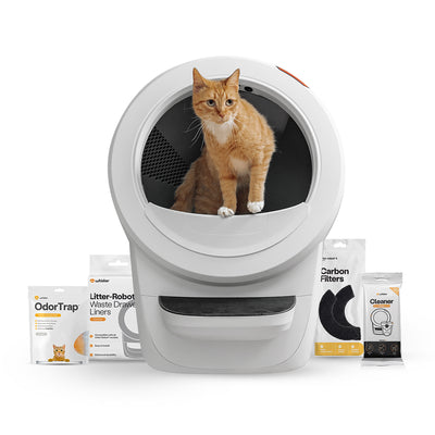 Litter-Robot 4 Supply Bundle by Whisker, White - Automatic, Self-Cleaning Cat Litter Box, WiFi Enabled, Includes Litter-Robot 4, 3 OdorTrap Refills, 10 Liners, 30 Cleaner Wipes, & 2 Carbon Filters
