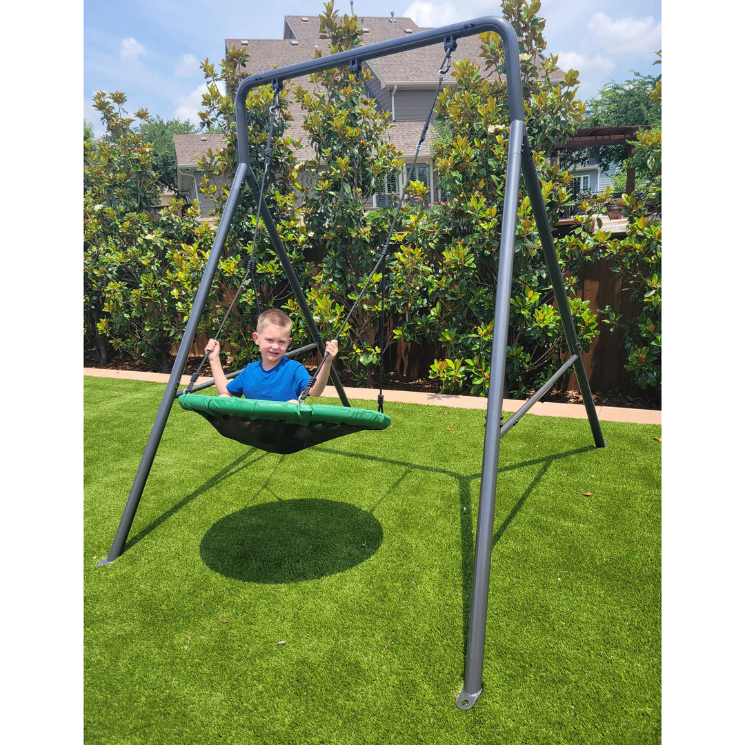 gobaplay Single Swing Set Playground Equipment with FlyMax 40" Round Saucer