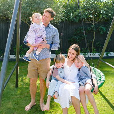 gobaplay Single Swing Set Playground Equipment with FlyMax 40" Round Saucer - VMInnovations